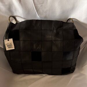 Mundi Black Leather Patchwork Bag